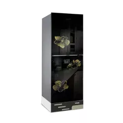 VISION VIS-240L Mirror Lotus Flower 240 Liter Top Mount Glass Door Refrigerator